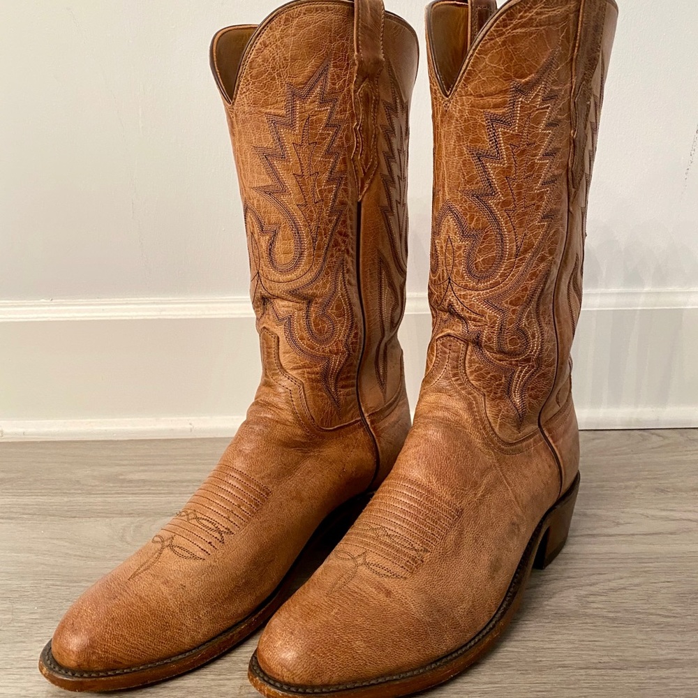 Lucchese Handmade 1883 Tan Mad Dog Goatskin Boots